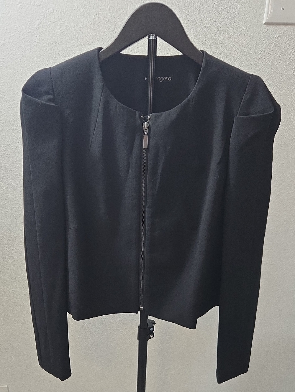 Black Zip-Front Blazer Jacket by Eva Longoria